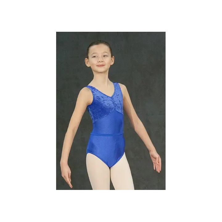 Leotard, "Rose", Royal Blue Nylon Lycra+Velvet
