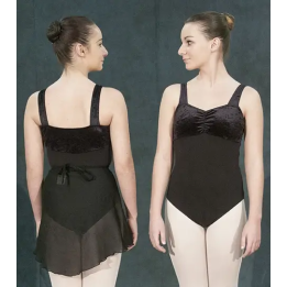 Leotard, "Verity", Black Cotton Lycra+Velvet